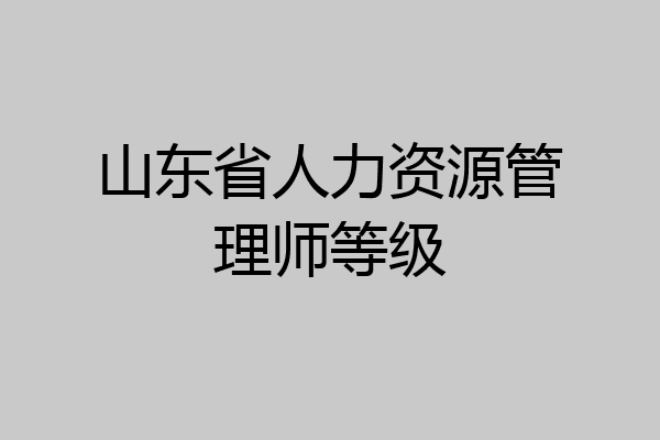 山东省人力资源管理师等级