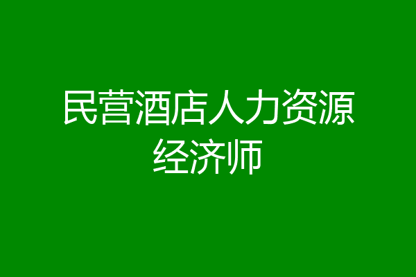 民营酒店人力资源经济师