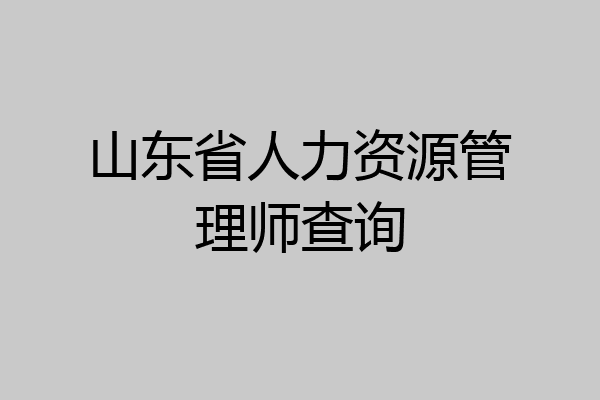 山东省人力资源管理师查询
