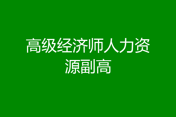 高级经济师人力资源副高