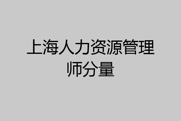 上海人力资源管理师分量