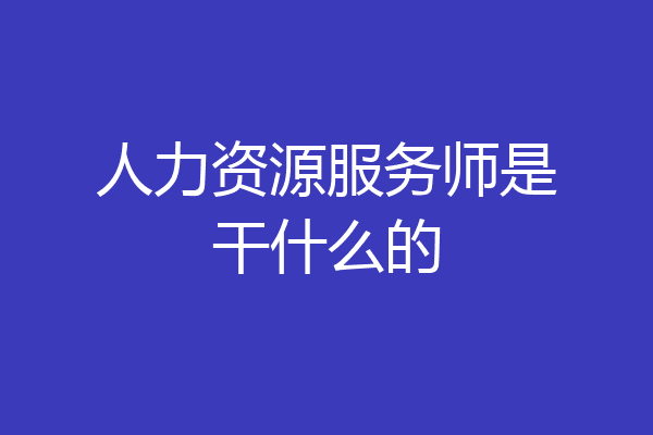人力资源服务师是干什么的