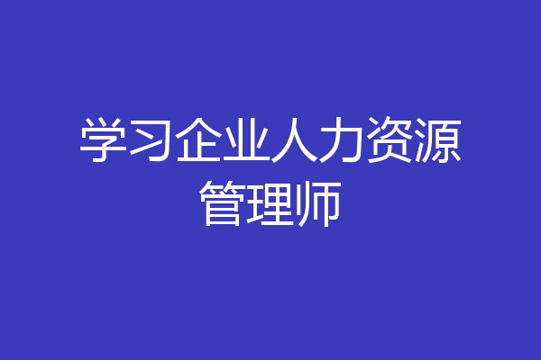 学习企业人力资源管理师