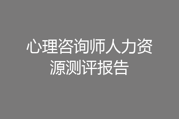 心理咨询师人力资源测评报告