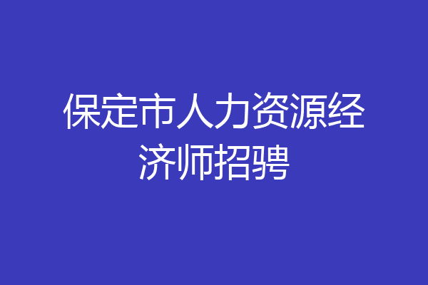 保定市人力资源经济师招骋