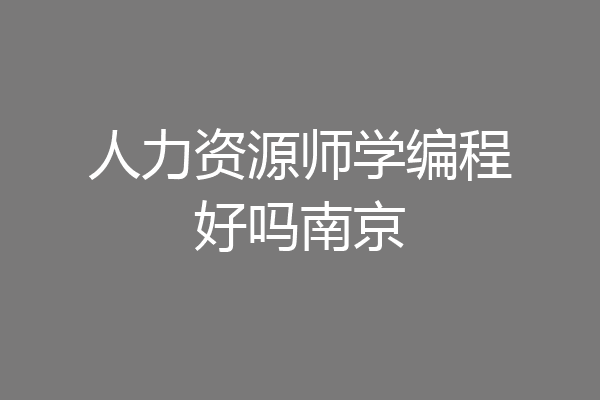 人力资源师学编程好吗南京