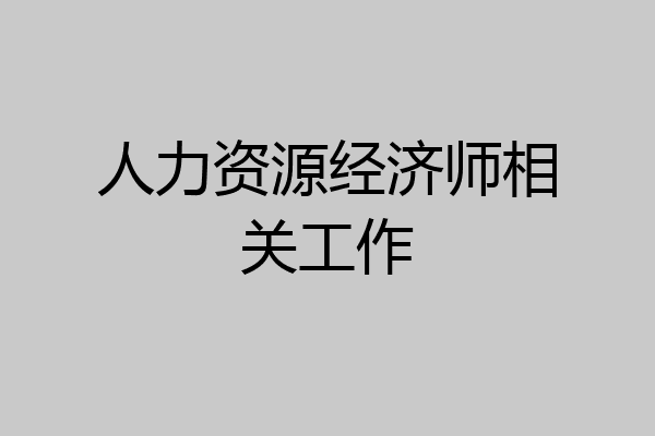 人力资源经济师相关工作