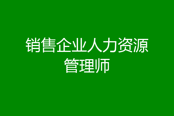 销售企业人力资源管理师
