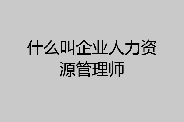 什么叫企业人力资源管理师