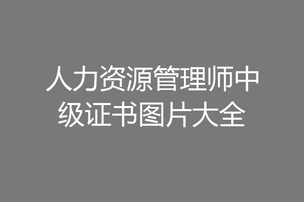 人力资源管理师中级证书图片大全