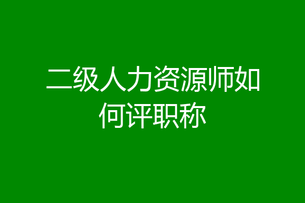 二级人力资源师如何评职称