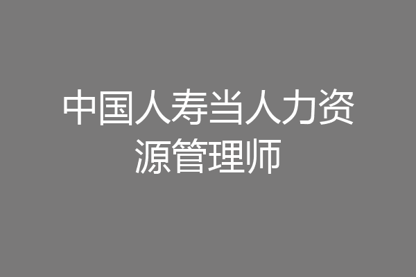 中国人寿当人力资源管理师