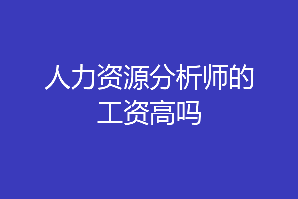 人力资源分析师的工资高吗