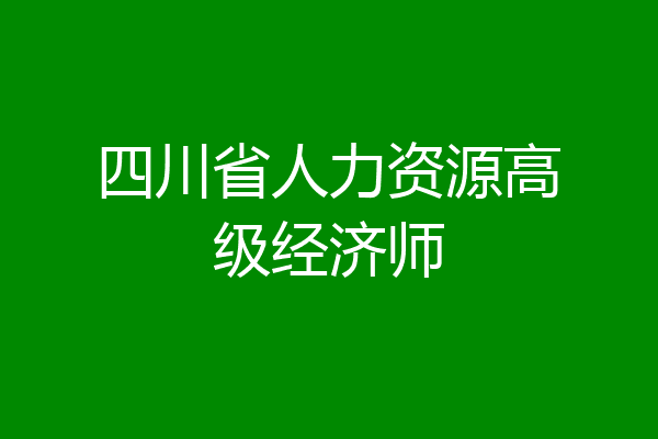 四川省人力资源高级经济师