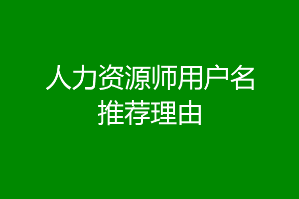 人力资源师用户名推荐理由