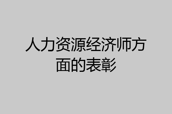 人力资源经济师方面的表彰
