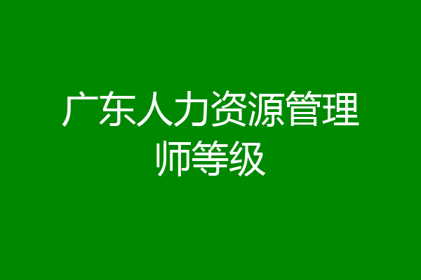 广东人力资源管理师等级