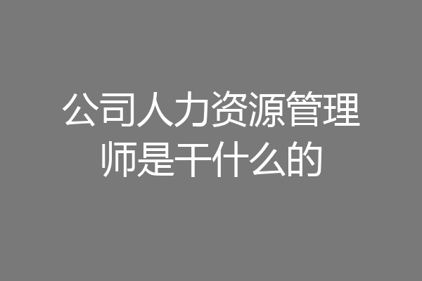 公司人力资源管理师是干什么的