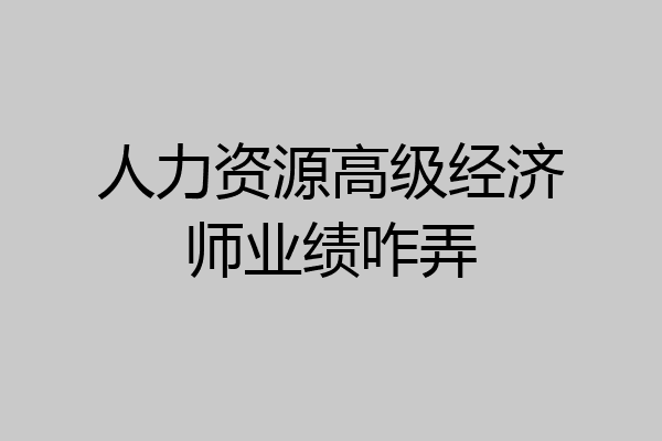 人力资源高级经济师业绩咋弄