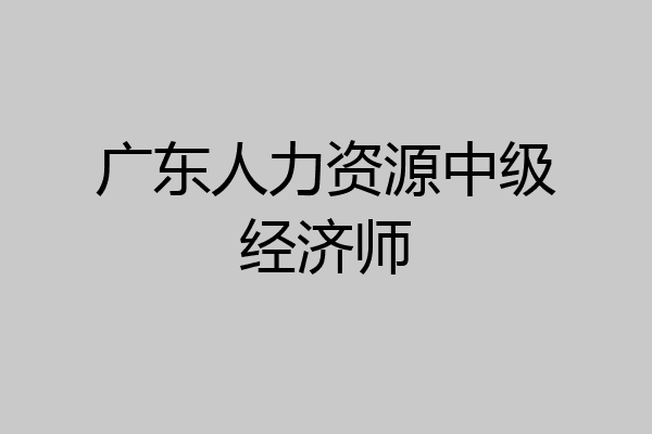 广东人力资源中级经济师