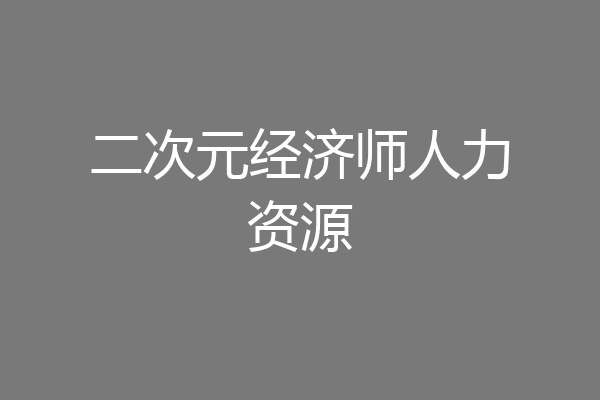 二次元经济师人力资源