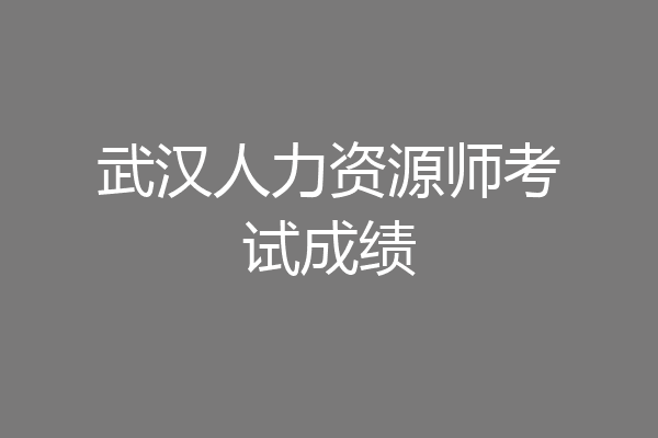 武汉人力资源师考试成绩