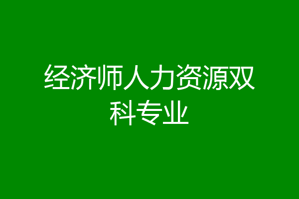 经济师人力资源双科专业