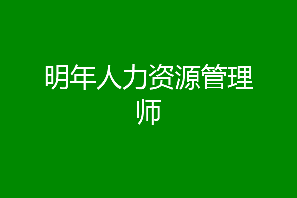 明年人力资源管理师