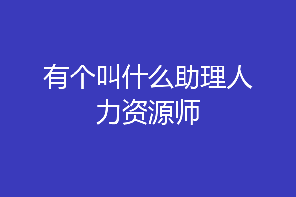 有个叫什么助理人力资源师