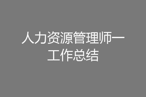 人力资源管理师一工作总结
