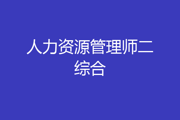 人力资源管理师二综合