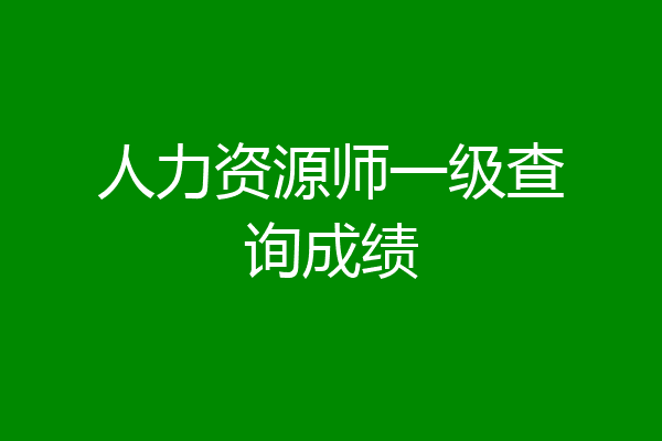 人力资源师一级查询成绩