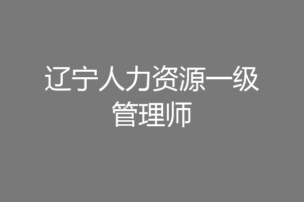辽宁人力资源一级管理师