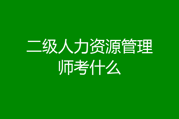 二级人力资源管理师考什么
