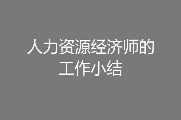 人力资源经济师的工作小结