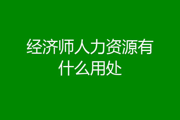 经济师人力资源有什么用处