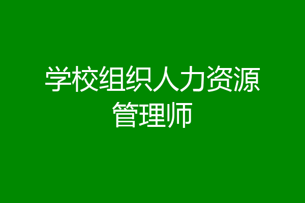 学校组织人力资源管理师