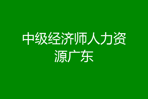 中级经济师人力资源广东