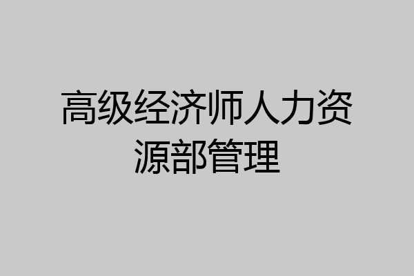 高级经济师人力资源部管理