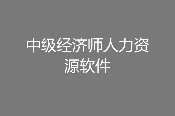 中级经济师人力资源软件