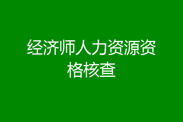 经济师人力资源资格核查