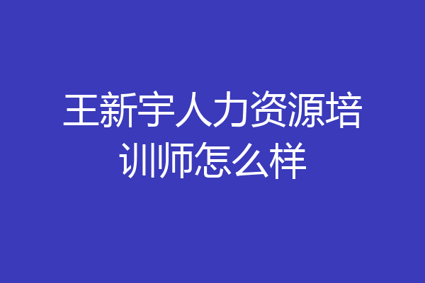 王新宇人力资源培训师怎么样
