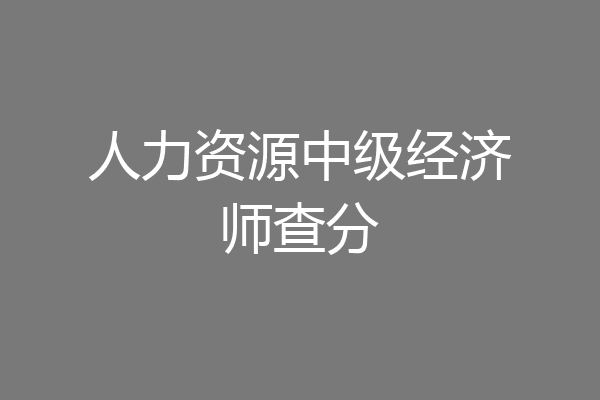 人力资源中级经济师查分