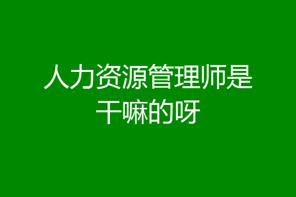 人力资源管理师是干嘛的呀