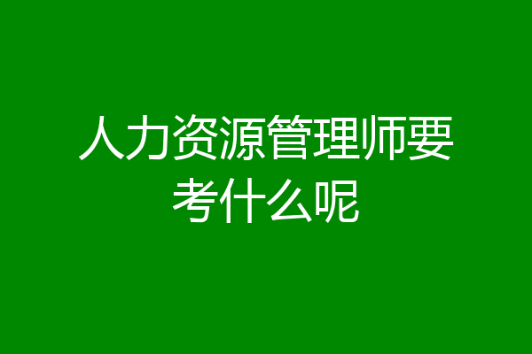 人力资源管理师要考什么呢