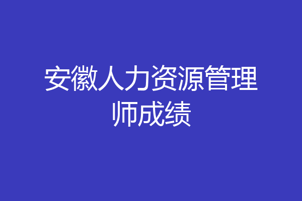 安徽人力资源管理师成绩