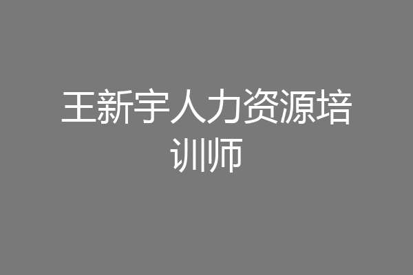 王新宇人力资源培训师