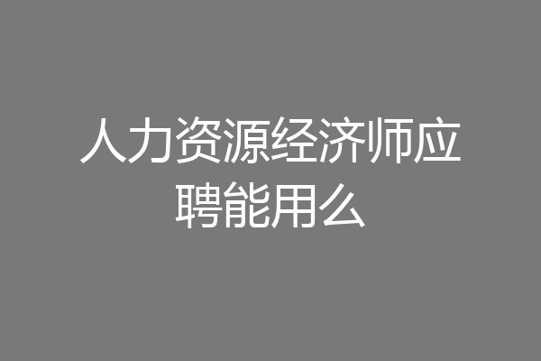 人力资源经济师应聘能用么