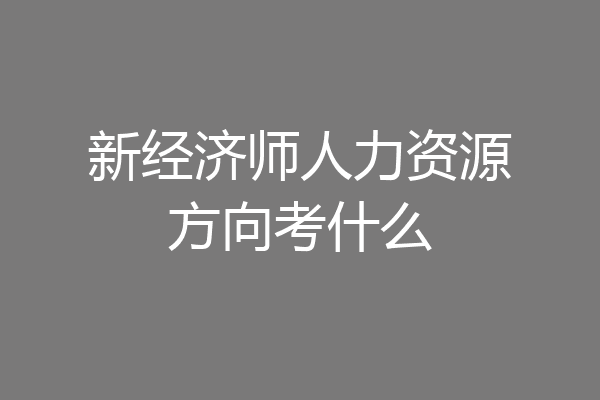 新经济师人力资源方向考什么