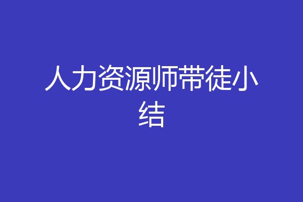人力资源师带徒小结